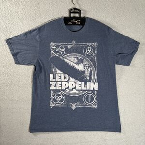 Led Zeppelin 2011 Band T Shirt Blue‎ & White Graphic Print Size L